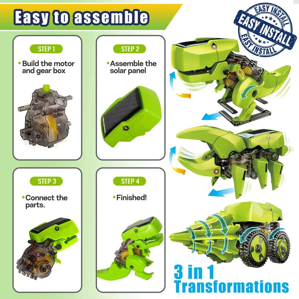 STEM Robot Building Toy Science Kit 3 in 1 Solar Dinosaur Desk Robot L689067