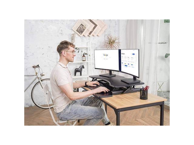 Standing Desk Converter with Height Adjustable Tabletop Workstation Riser Y674