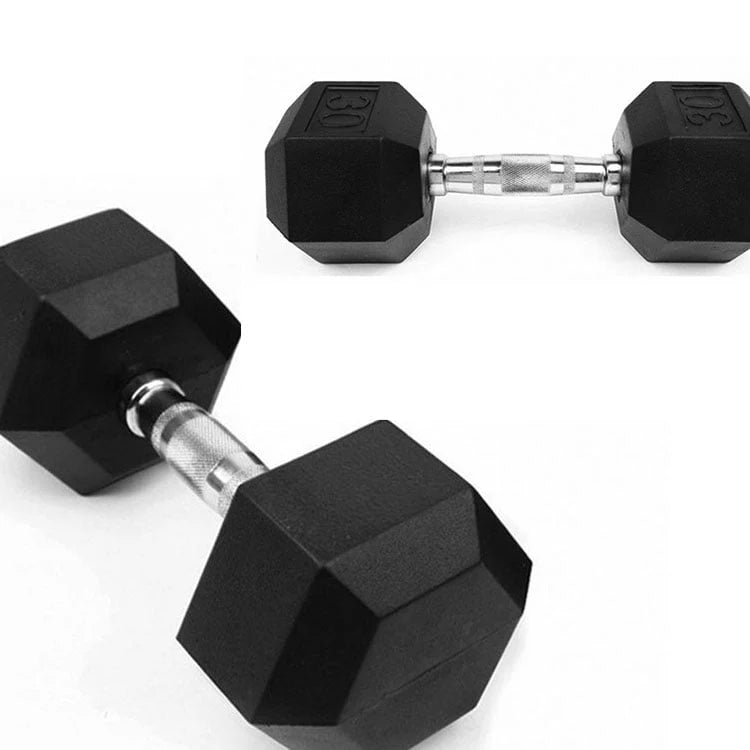 115 lbs Rubber Coated Hex Dumbbell W16958