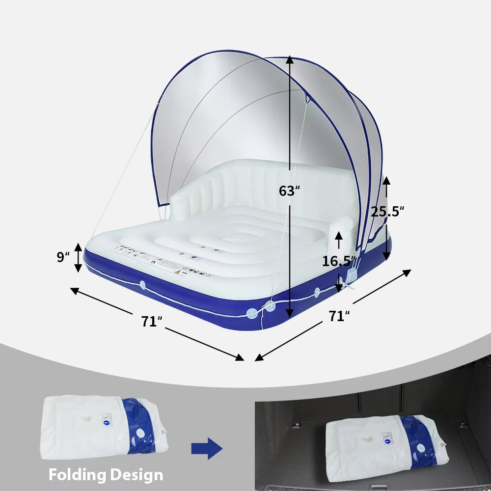 Inflatable Pool Float 2-3 Person with Canopy and Cup Holder B619