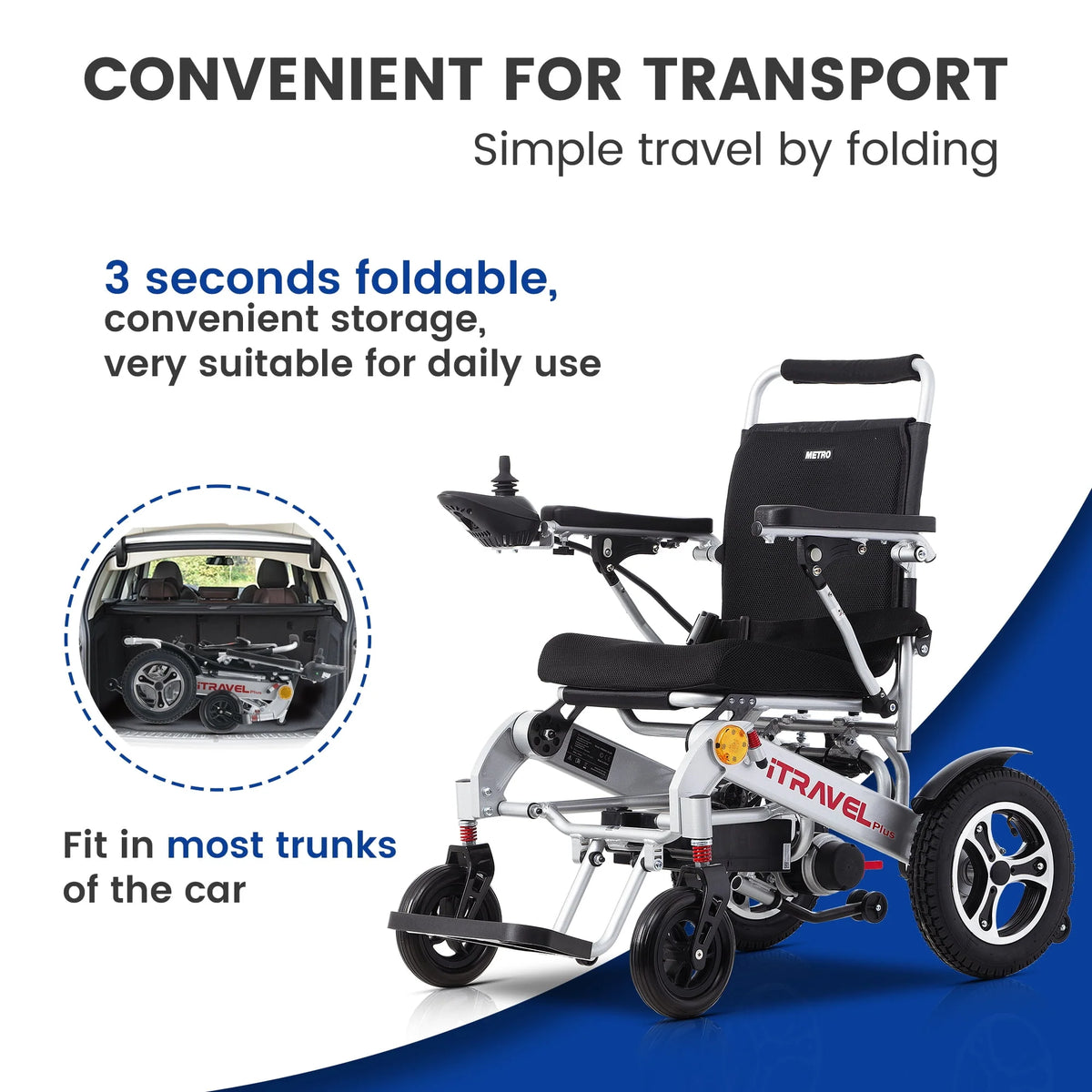 Folding Electric Wheelchair with Memory Gel Seat Cushion E37431