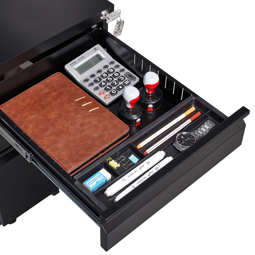 3 Drawer Black Metal File Cabinet with Lock P96022
