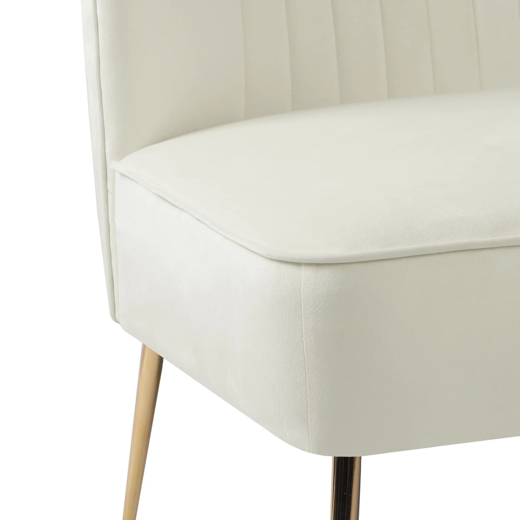 46" Wide Ivory Velvet Upholstered Love Seat Sofa Q2020