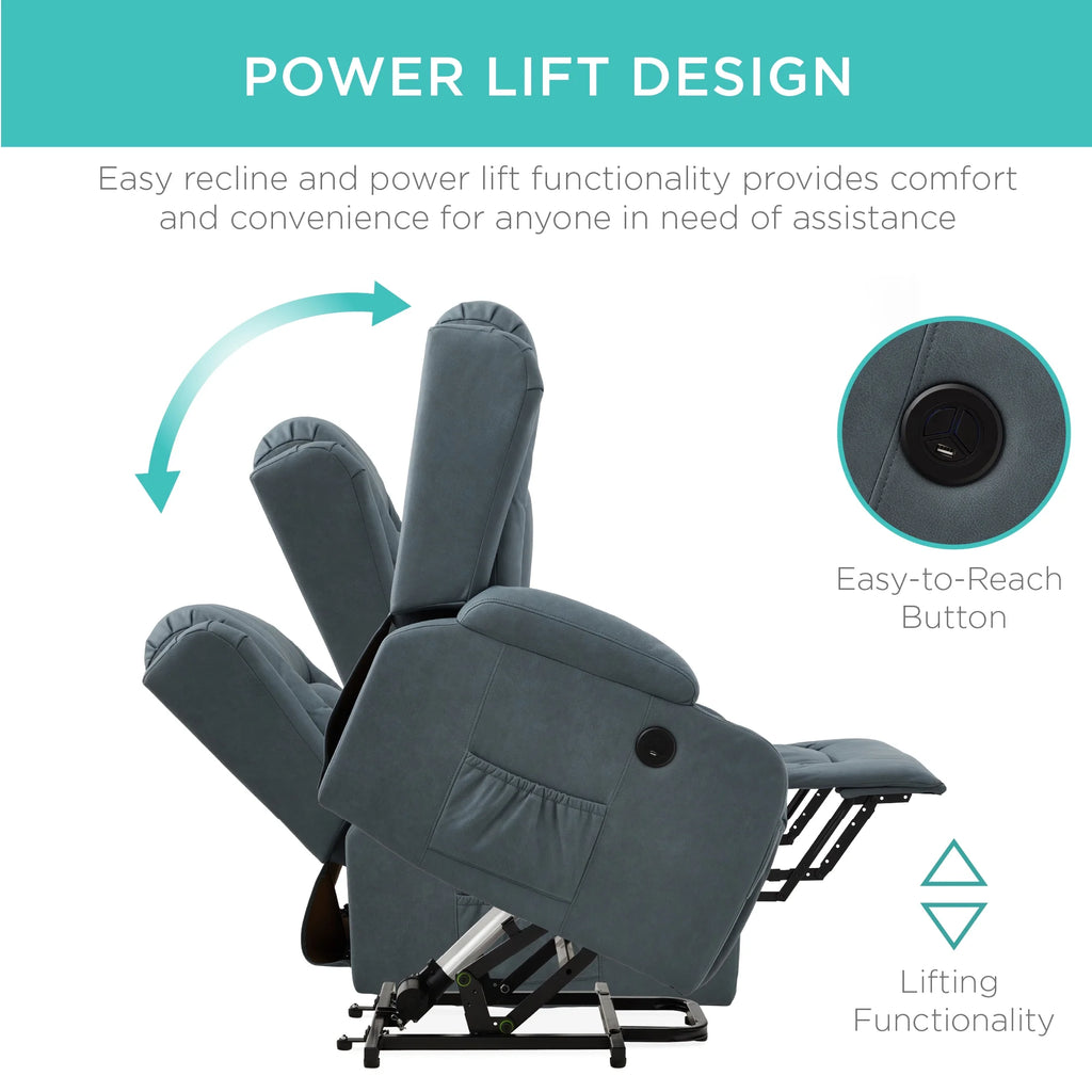 Blue Electric Power Lift Recliner Massage Chair D286