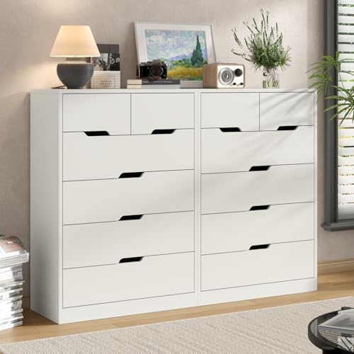 White 6 Drawer Wood Dresser V9709