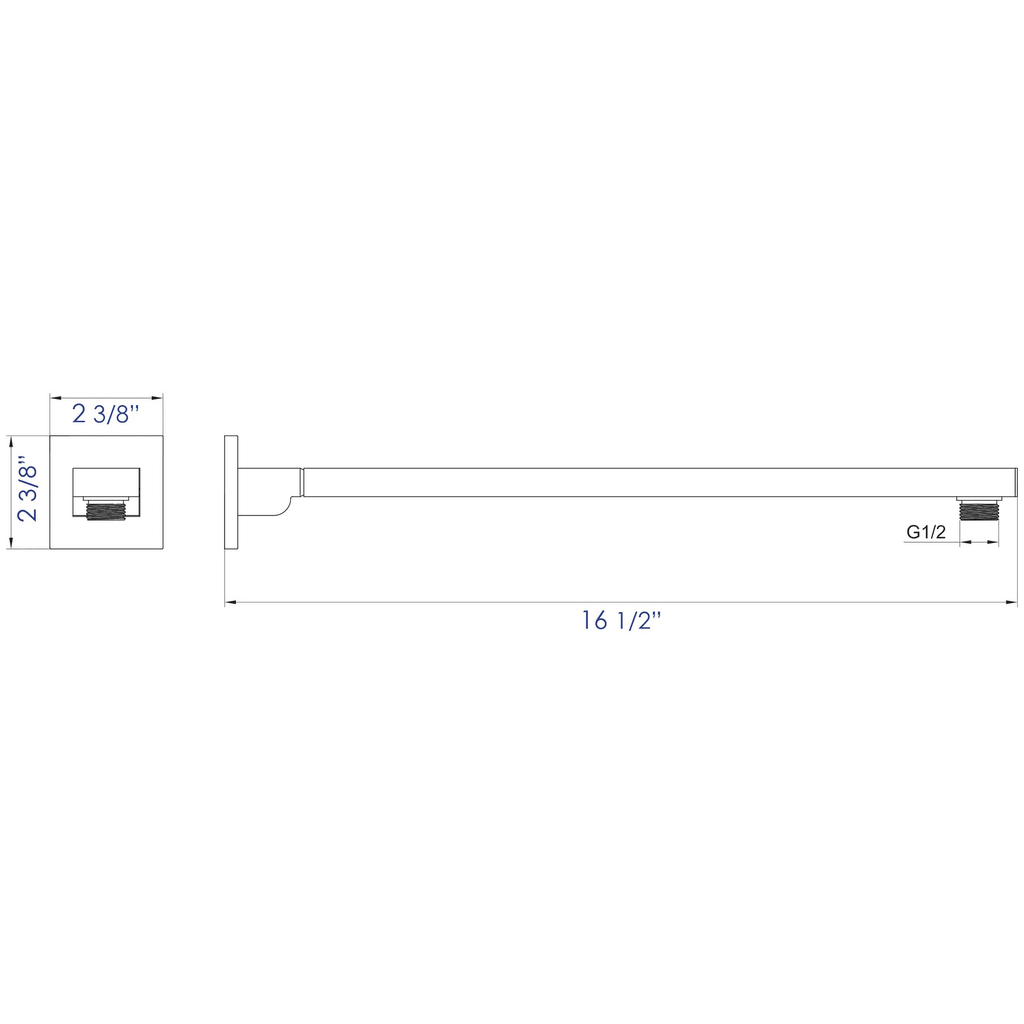 Brushed Nickel 16x22 Wall Mounted Square Shower Arm Z711005