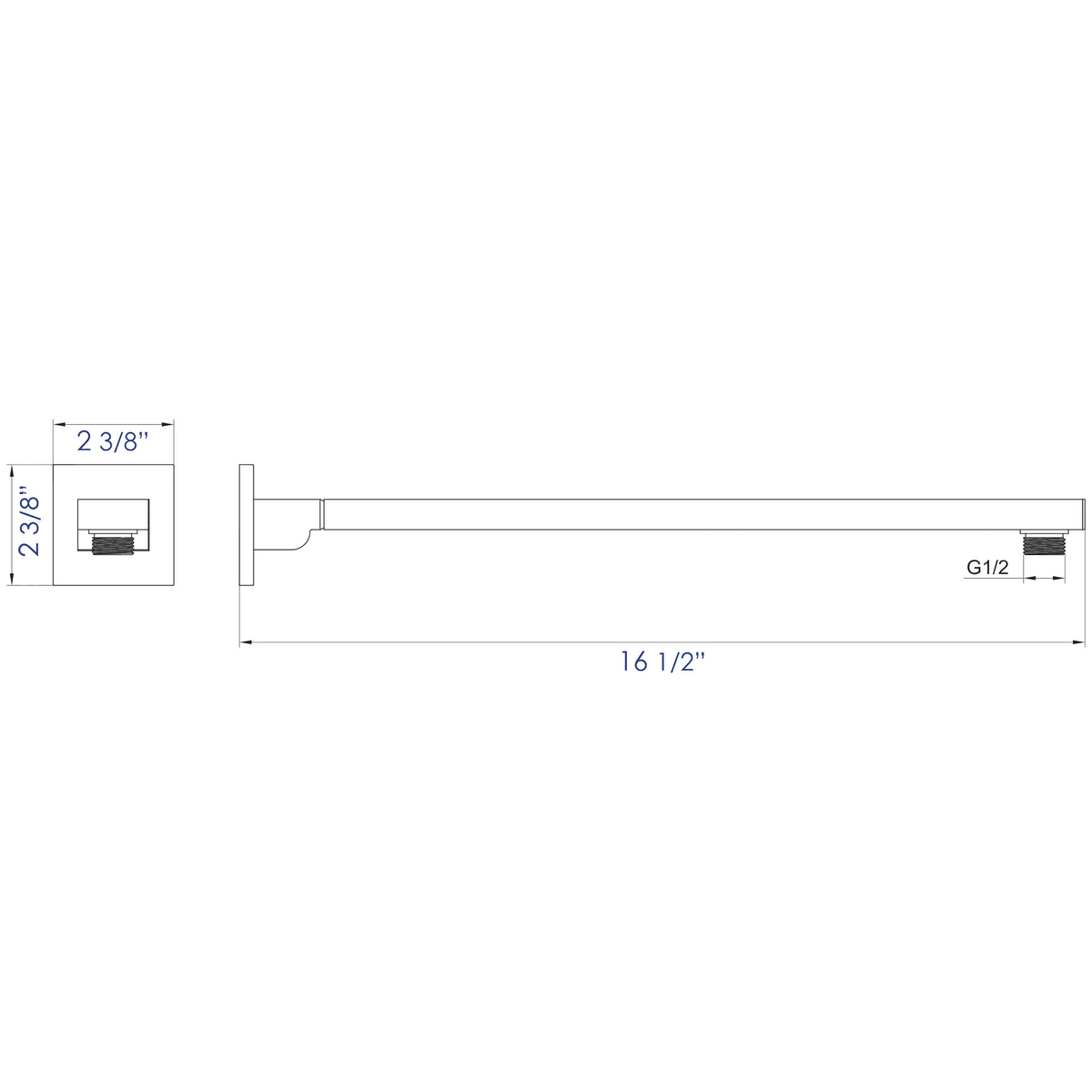 Brushed Nickel 16x22 Wall Mounted Square Shower Arm Z711005