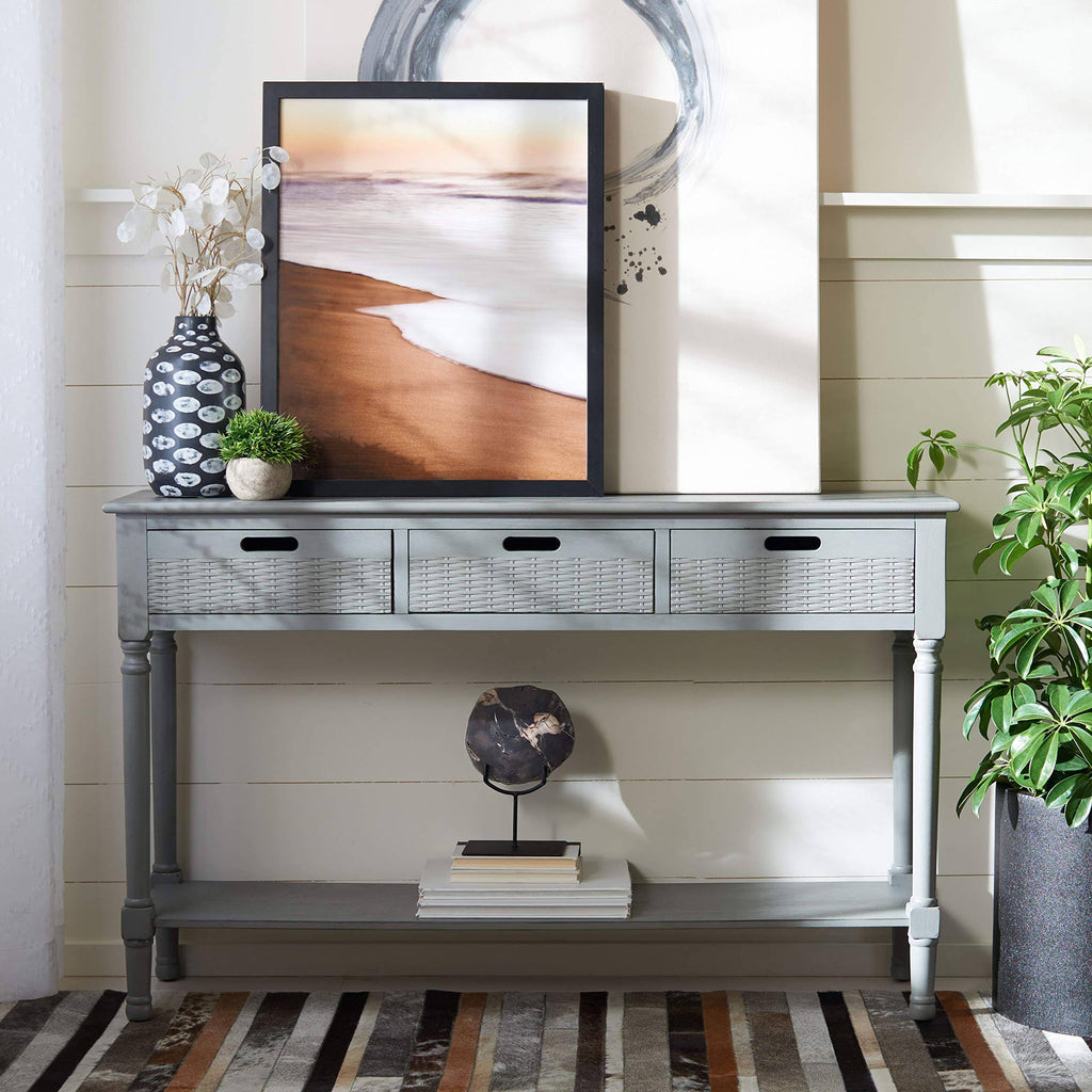 3 Drawer Console Distressed Grey Q88249