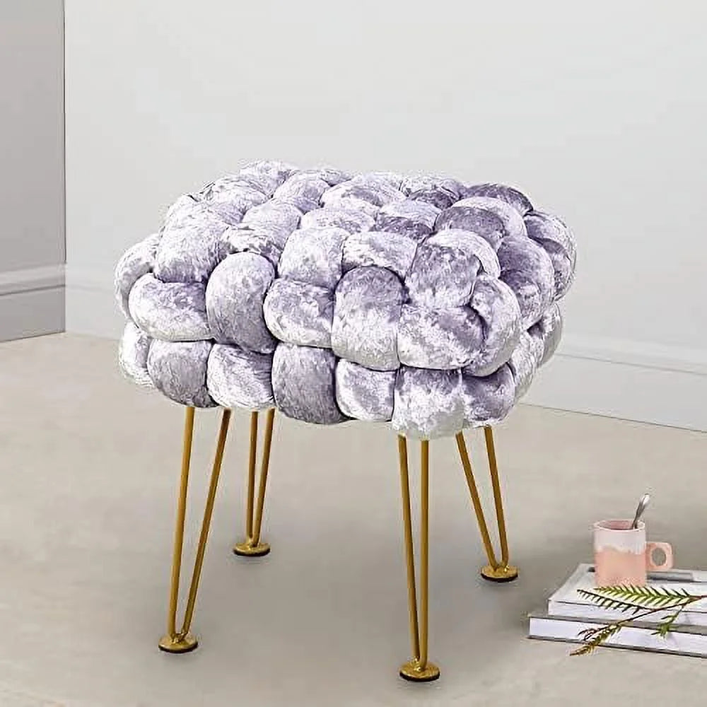 Green Upholstered Ottoman Bench with Golden Legs R17776