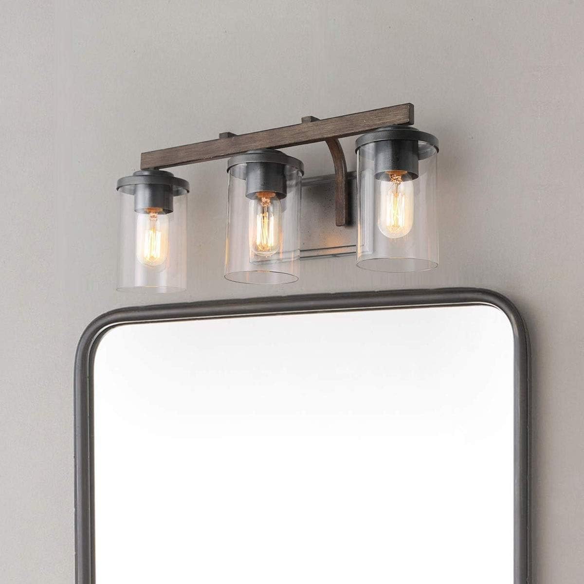 3-Light Clear Glass Shade Wall Lamp O119386