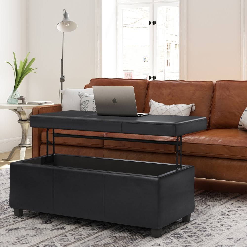 Black Rectangular Lift Top Storage Ottoman J59738