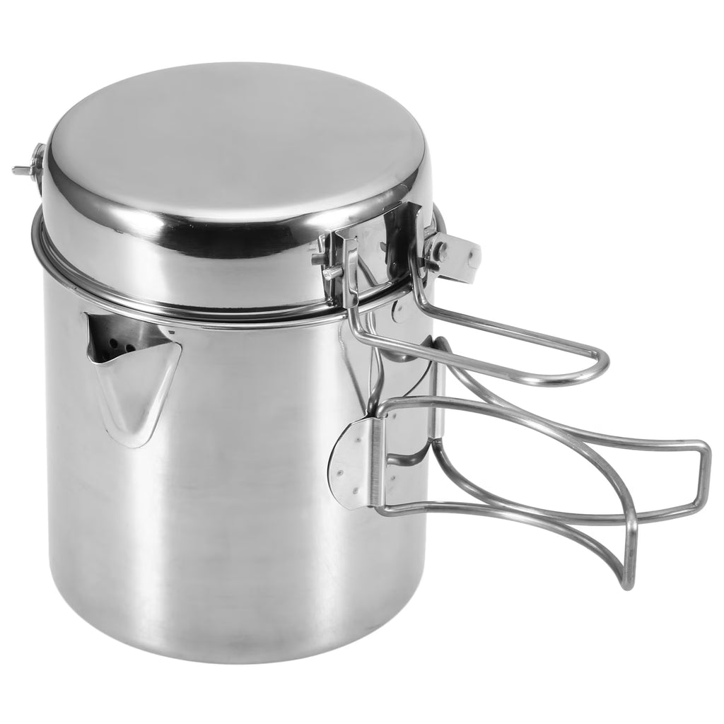 Stainless Steel Camping Pot with Foldable Handle, 1L Capacity K7951