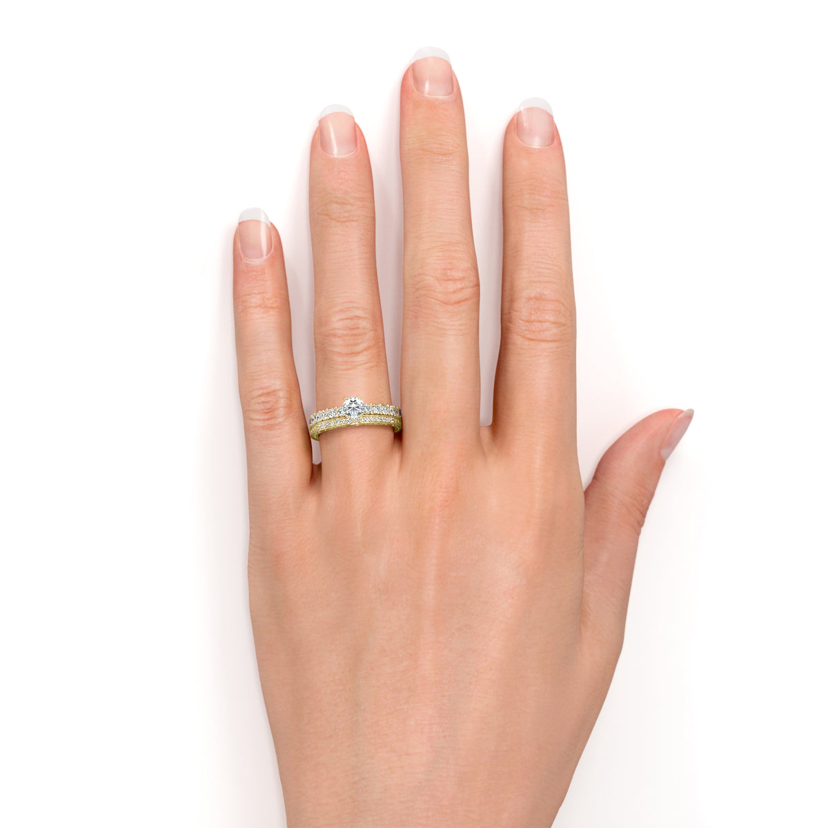 18K Yellow Gold over Silver Moissanite Eternity Band Ring K13656