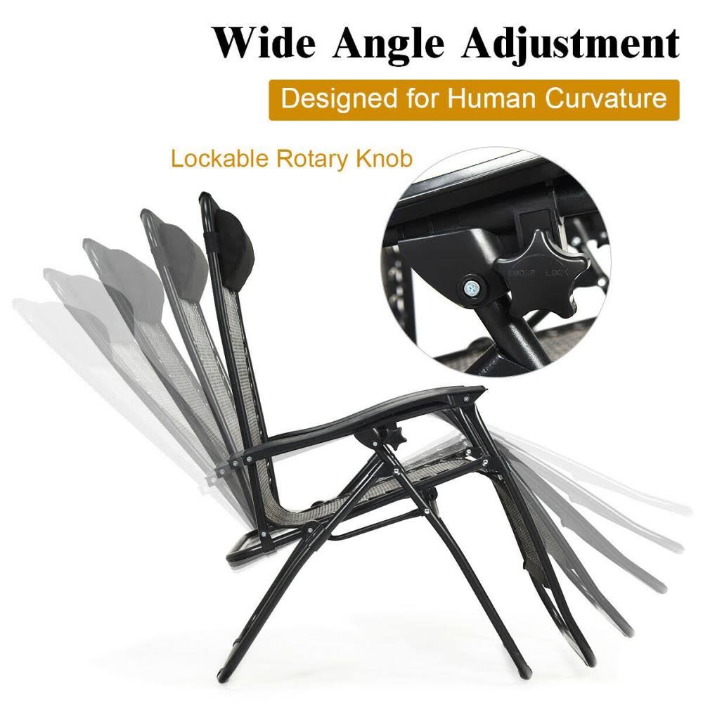Black Metal Frame Zero Gravity Chair with Woven Seat D378