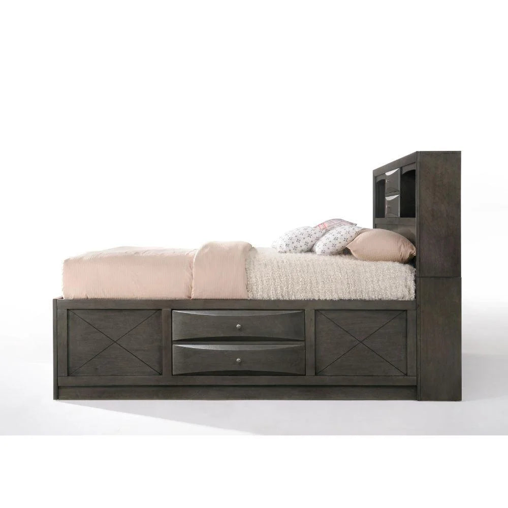 Gray Oak Wood Full 6PCS Bedroom Set with Storage G675811