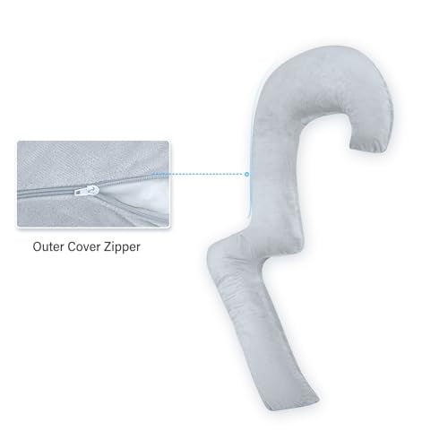 68 Inches Memory Foam Body Pillow with Cover - Middle Grey M15506