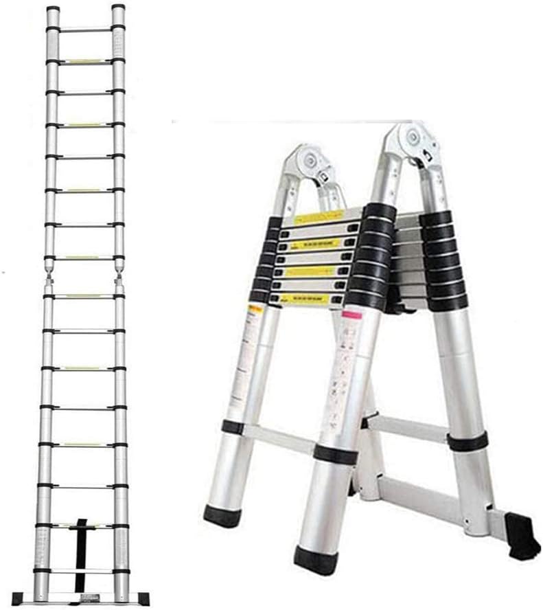 16.5FT/5M Telescopic Aluminum Extension Ladder with Slip-Proof Feet S625