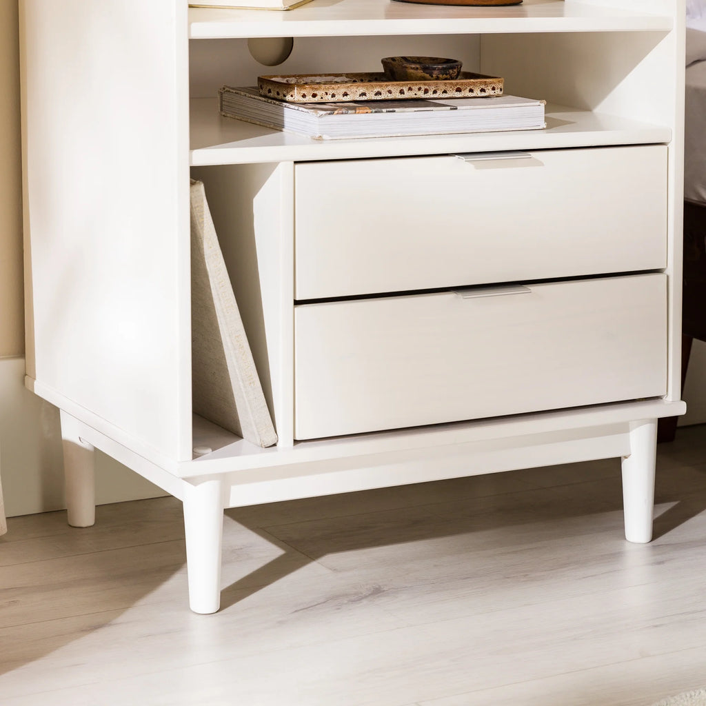 White 2-Drawer Wood Nightstand S290