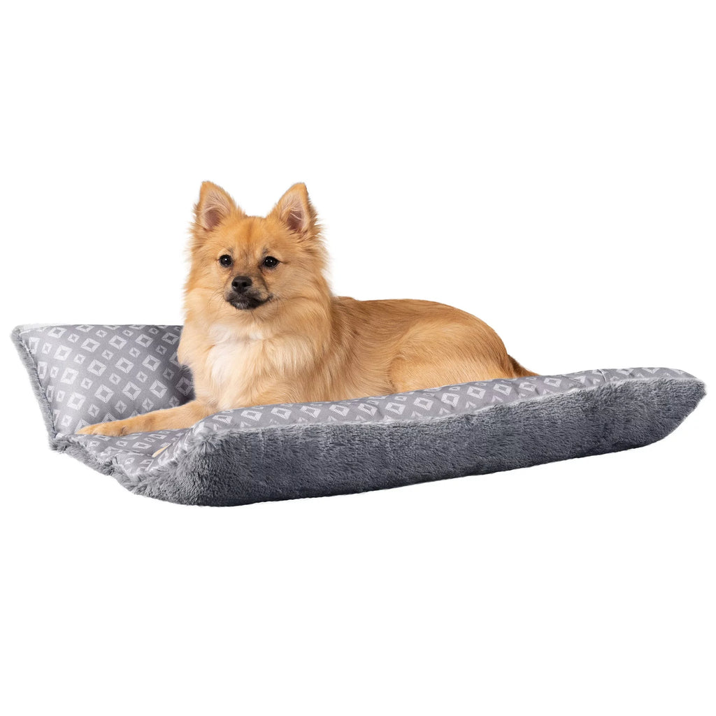 Plush Faux Fur Diamond Print Pet Bed Q984