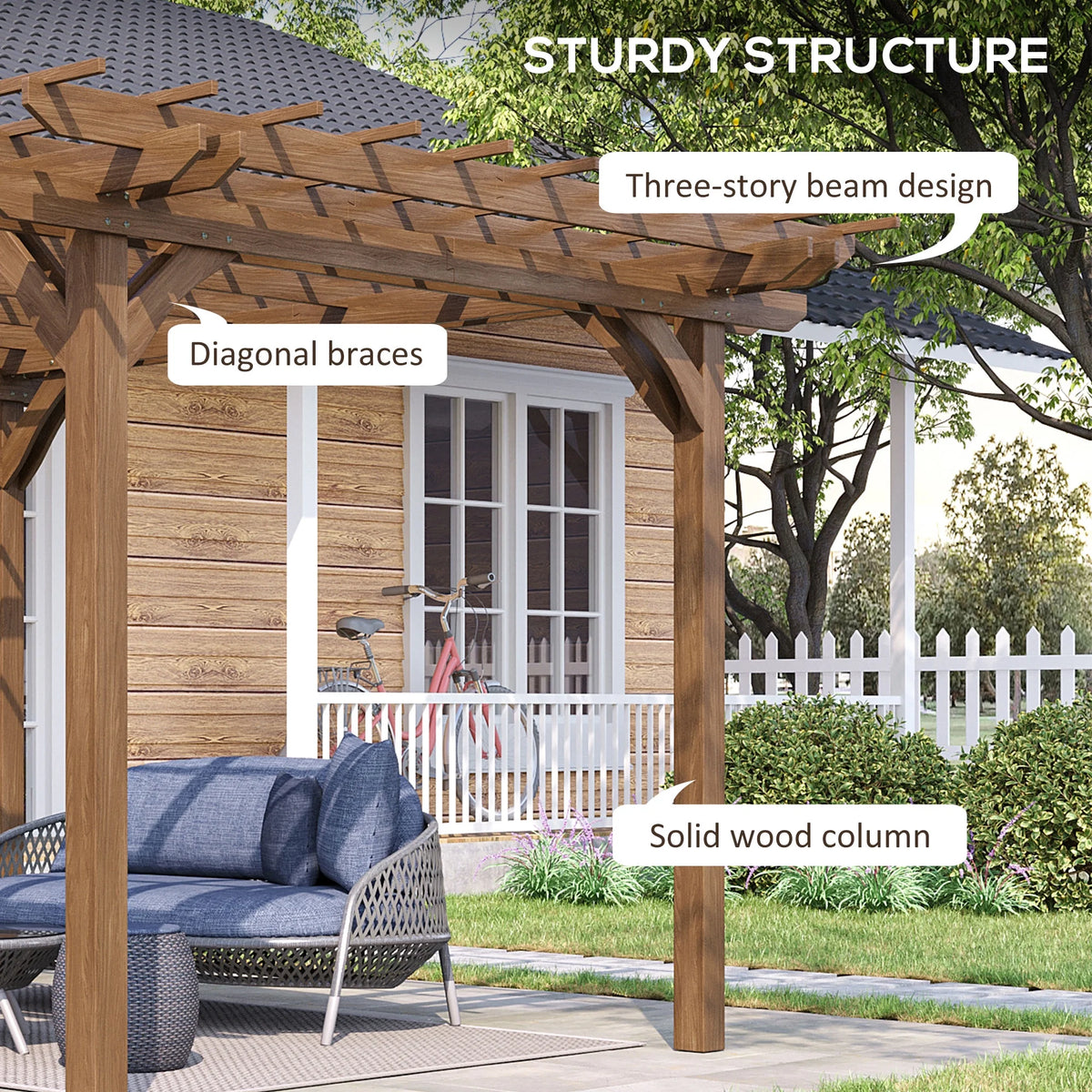 12' x 10' Wooden Pergola Outdoor Gazebo U61437