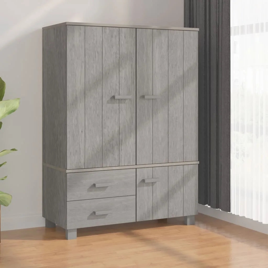 Light Gray Solid Wood Pine Wardrobe M138