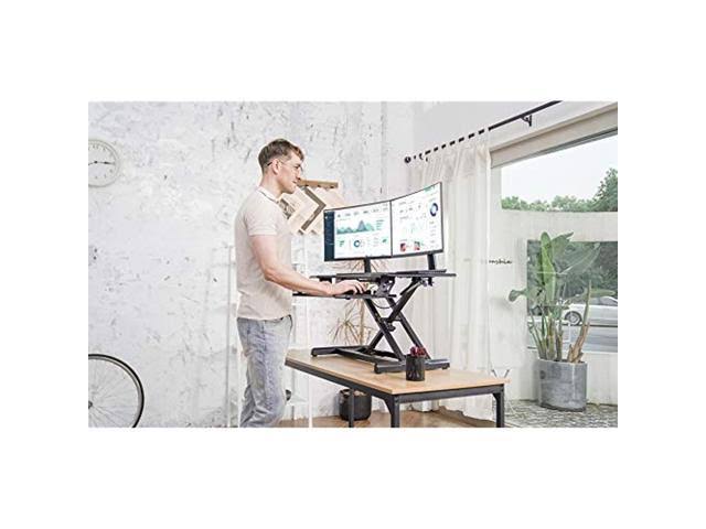 Standing Desk Converter with Height Adjustable Tabletop Workstation Riser Y674