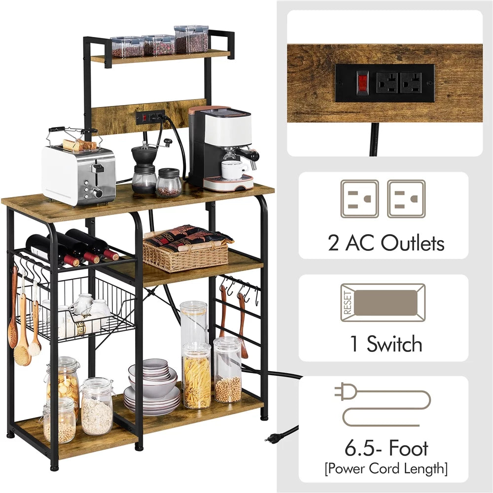 4-Tier Kitchen Baker's Rack with Power Outlet Y605