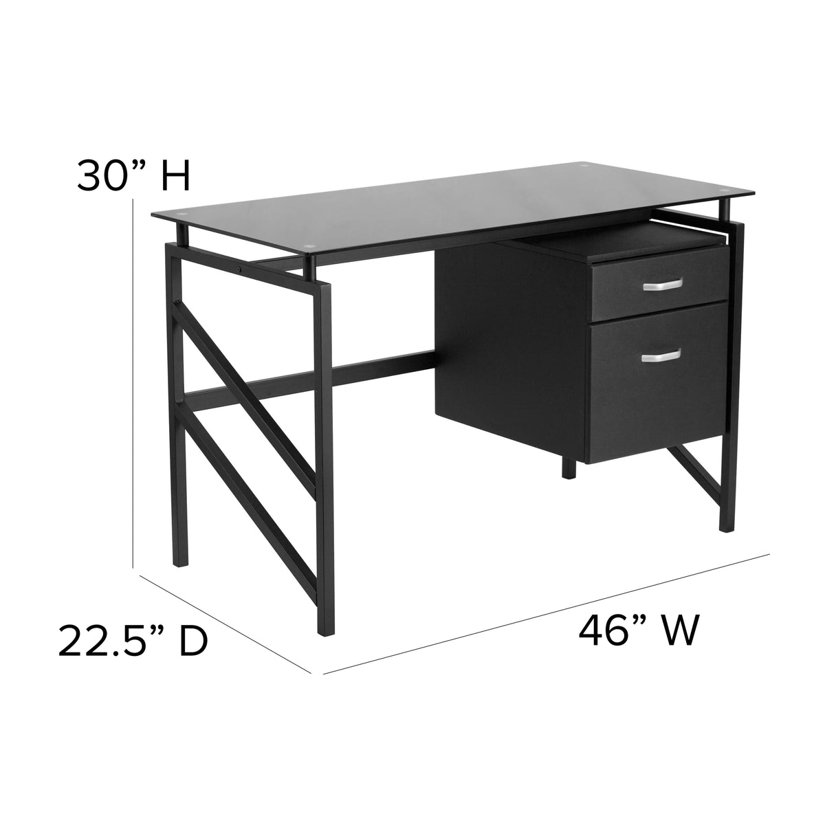 Glass Desk with Two Drawer Pedestal D297
