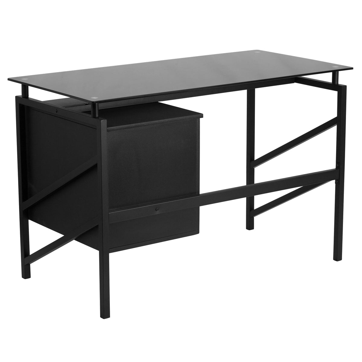 Glass Desk with Two Drawer Pedestal D297