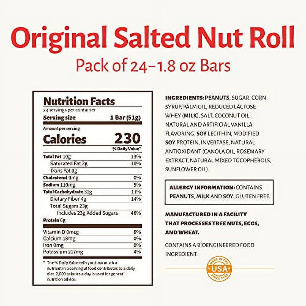 Salted Nut Roll Candy Bars Pack of 24 C852