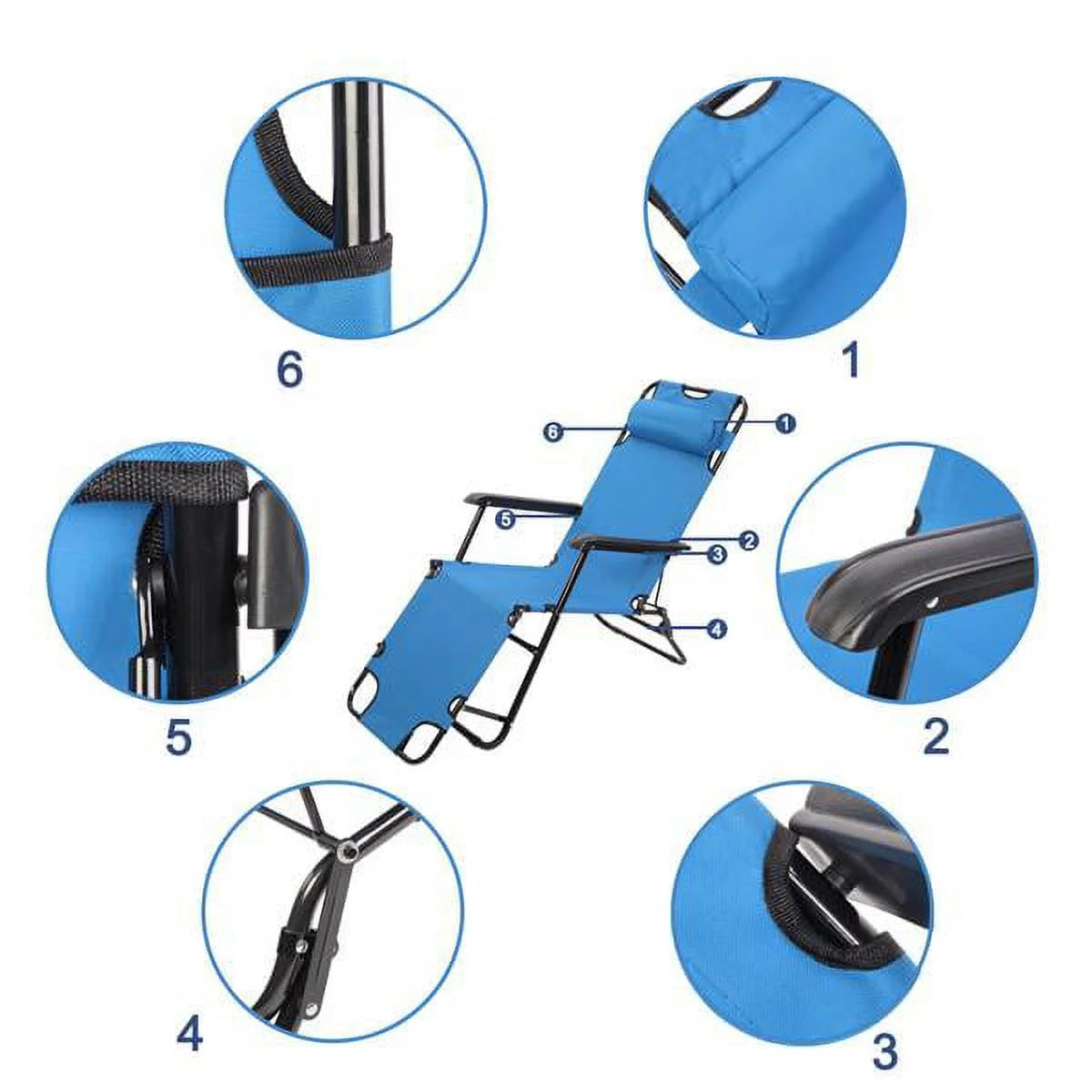 Blue Extendable Folding Reclining Chair M236