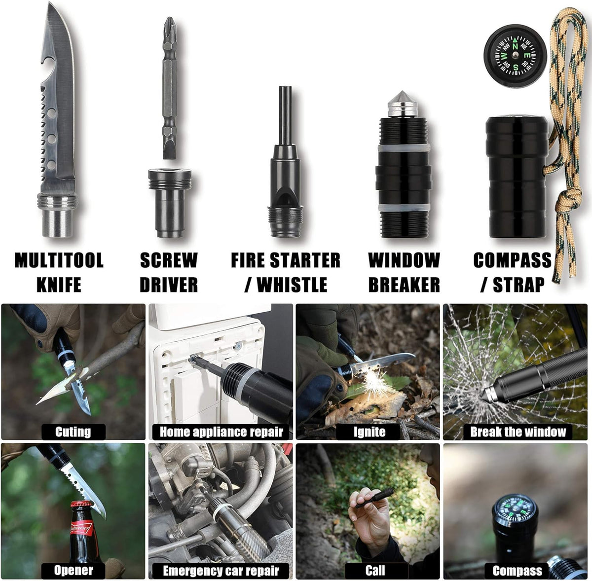 Survival Shovel Multitool with Carry Pouch, 180 Degree Folding High Carbon Steel Shovel S2204