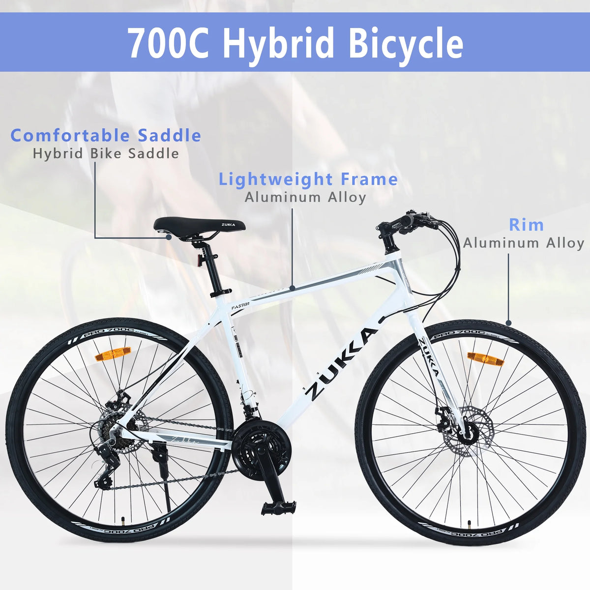 21 Speed Hybrid Bike Disc Brake 700C City Bicycle D985