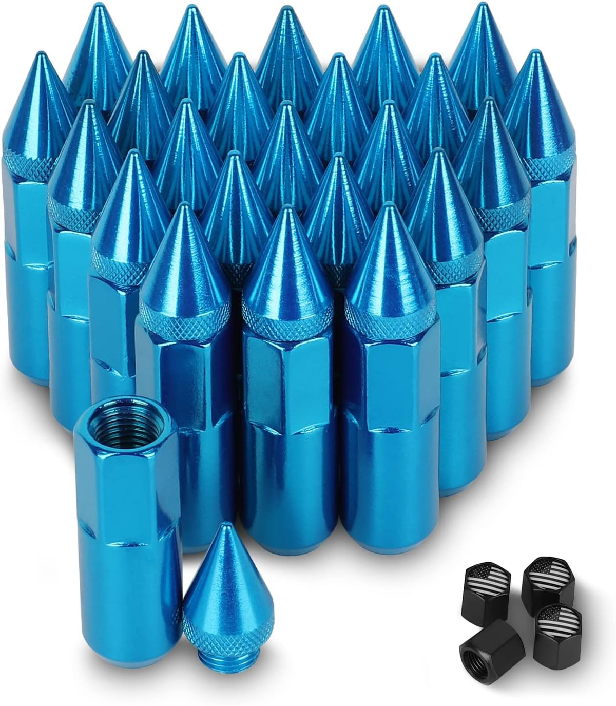 Silver Steel Spiked Lug Nuts, 24 PCS Wheel Accessories O223