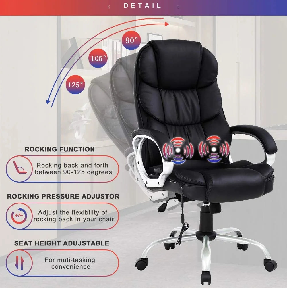 Big and Tall Leather Ergonomic Massage Office Chair Q56751