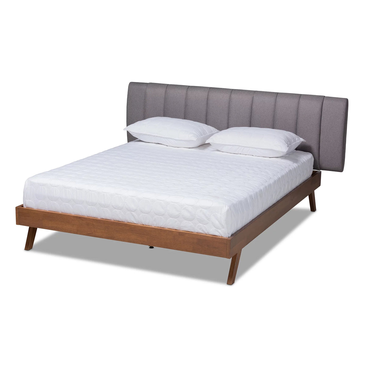 Grey Fabric Upholstered Queen Size Bed G1351