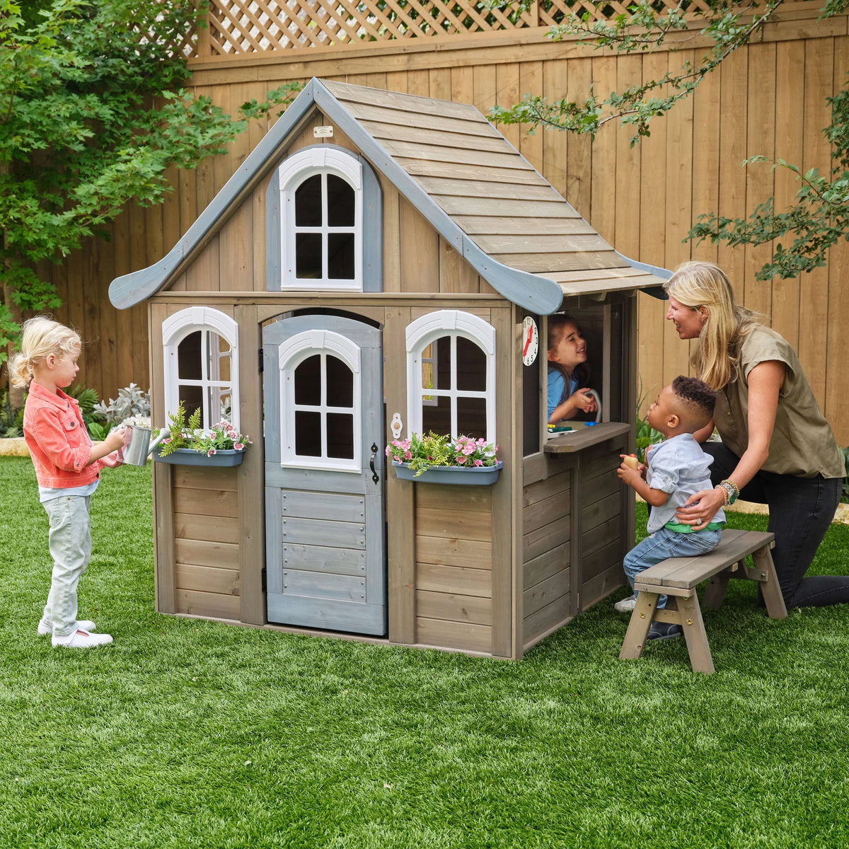 Wooden Outdoor Playhouse with Kitchen B672