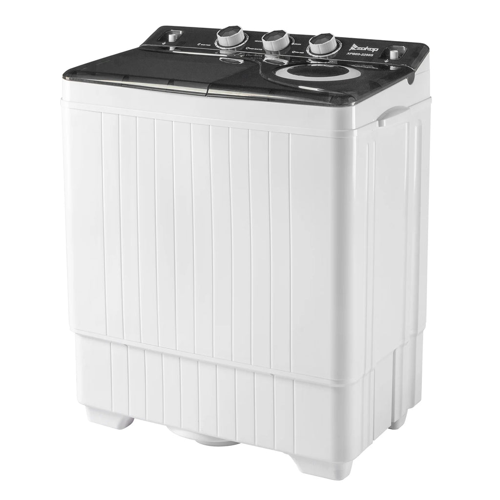 Semi-automatic Twin Tub Washing Machine with Built-in Drain Pump, White&Black S817