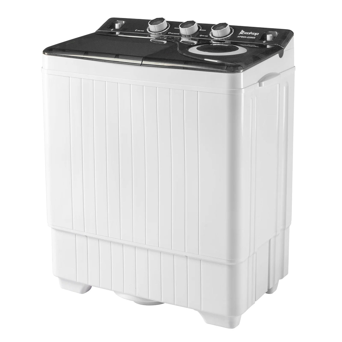Semi-automatic Twin Tub Washing Machine with Built-in Drain Pump, White&Black S817