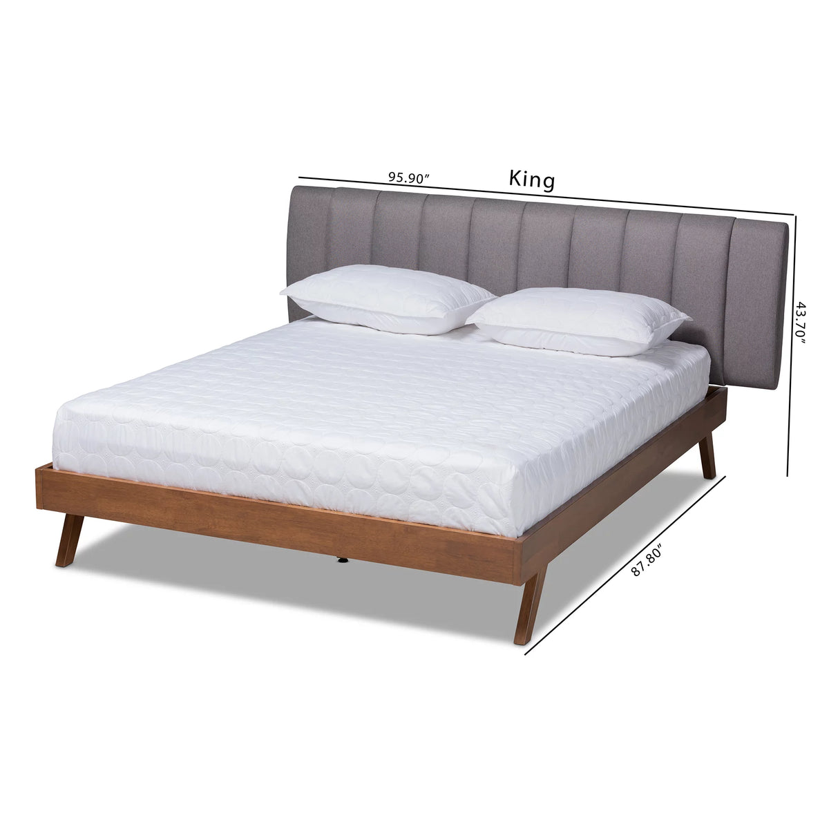 Grey Fabric Upholstered Queen Size Bed G1351