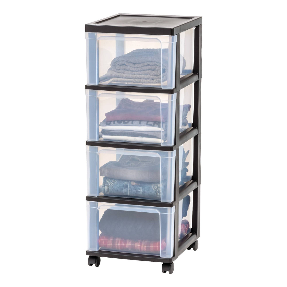 Black 4-Drawer Narrow Cart, 2 Pack I583