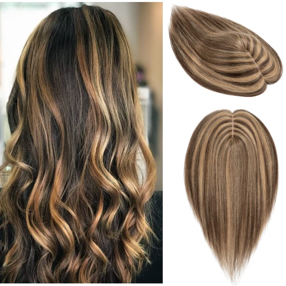 100% Real Human Hair Topper Silk Base Clip In Top Hairpieces 10 Inch 33g E328987