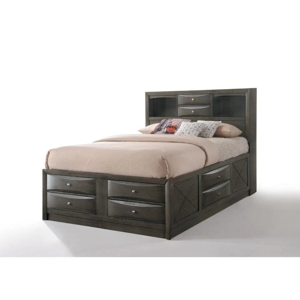 Gray Oak Wood Full 6PCS Bedroom Set with Storage G675811