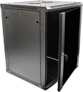 Black 15U Wallmount Server Rack with Locking Glass Door V42513