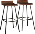Dark Brown Acacia Wood Bar Stools Set of 2 W4130