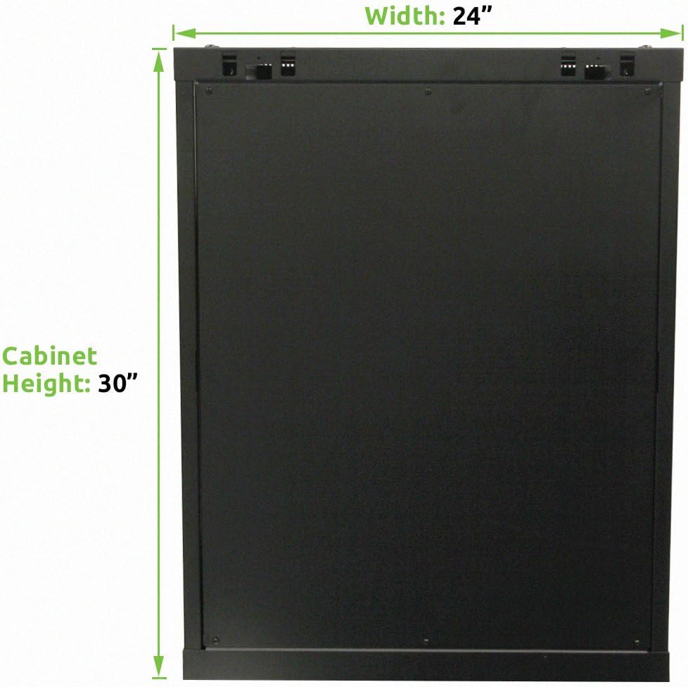 Black 15U Wallmount Server Rack with Locking Glass Door V42513