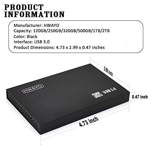 1TB Ultra Slim Portable External Hard Drive USB3.0 Silver T435415