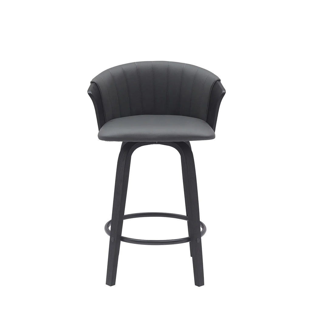 Black Faux Leather Swivel Counter Stool Chair U275275