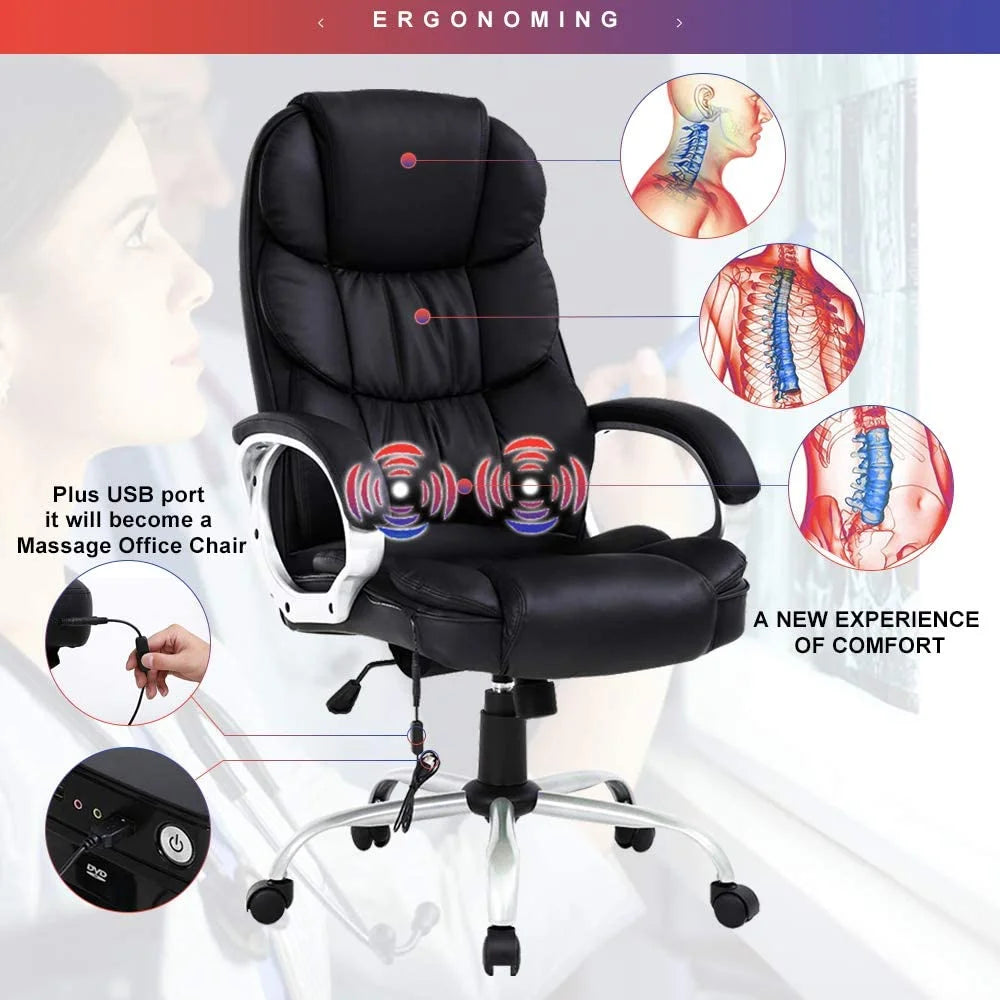 Big and Tall Leather Ergonomic Massage Office Chair Q56751
