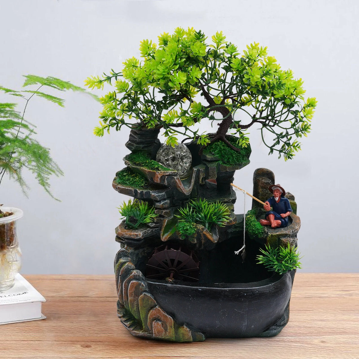 Indoor Rockery Waterfall Fountain Desktop Fountain with LED Light J918